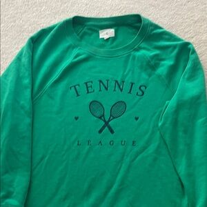 Lou & Grey Green "Tennis League" Crewneck Sweatshirt